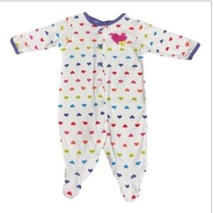 Carter's White One Piece with Feet Colorful Heart Pattern NWT 9 months
